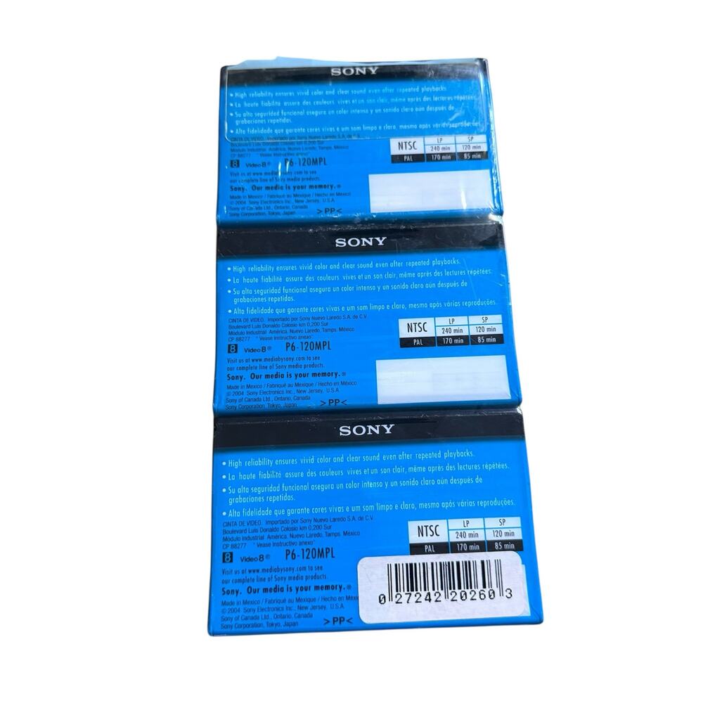 Sony 8mm P6-120MPL 120minute MP Standard Video Tapes 3-pack Sealed For Video 8 - Picture 2 of 2